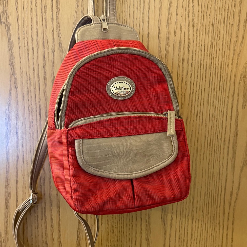 Multisac Red and Tan mini  Backpack